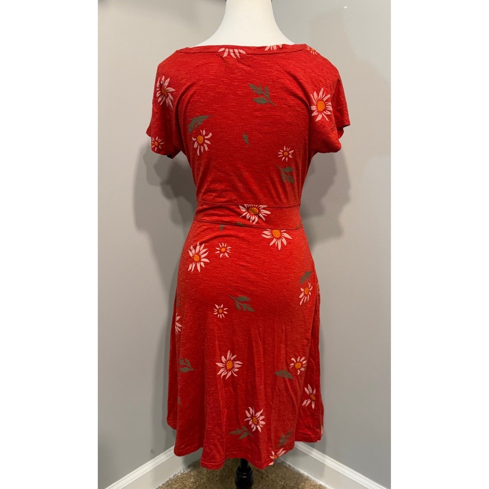 Toad&Co Womens Small Red Daisy Fit and Flare Dress Granola Girl Gorpcore Travel